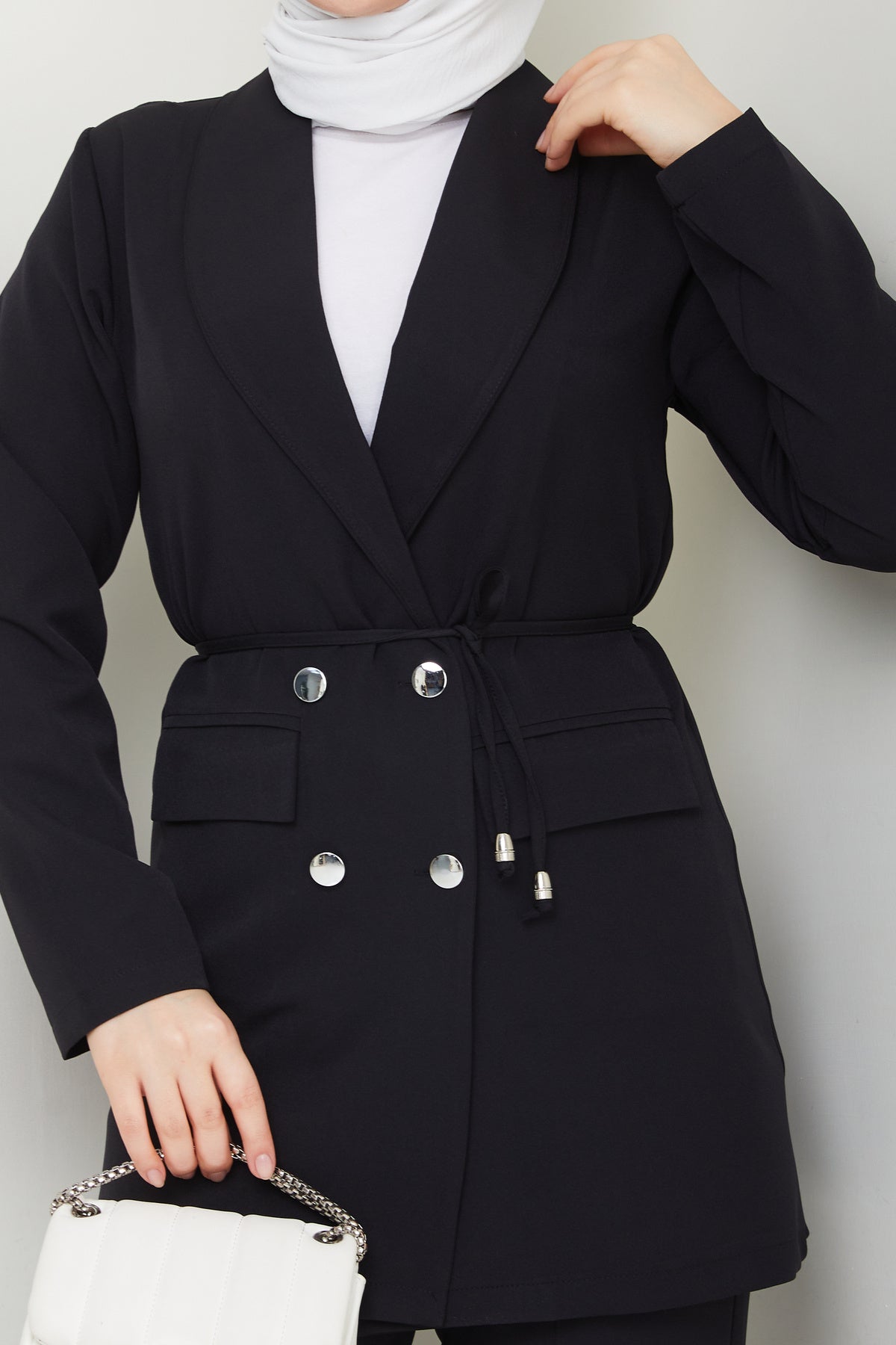 Kadın Bağlamalı Blazer Ceket Pantolonlu Takım