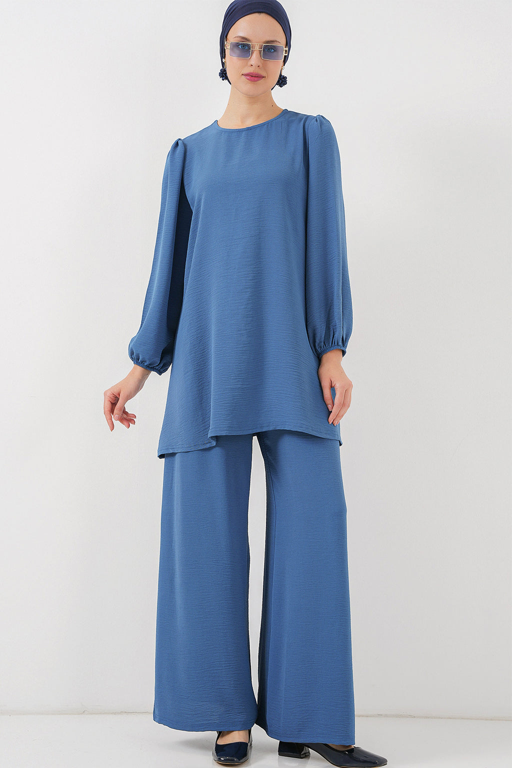 Kadın Ayrobin Tunik Pantolon Alt Üst Takım 6712 İndigo