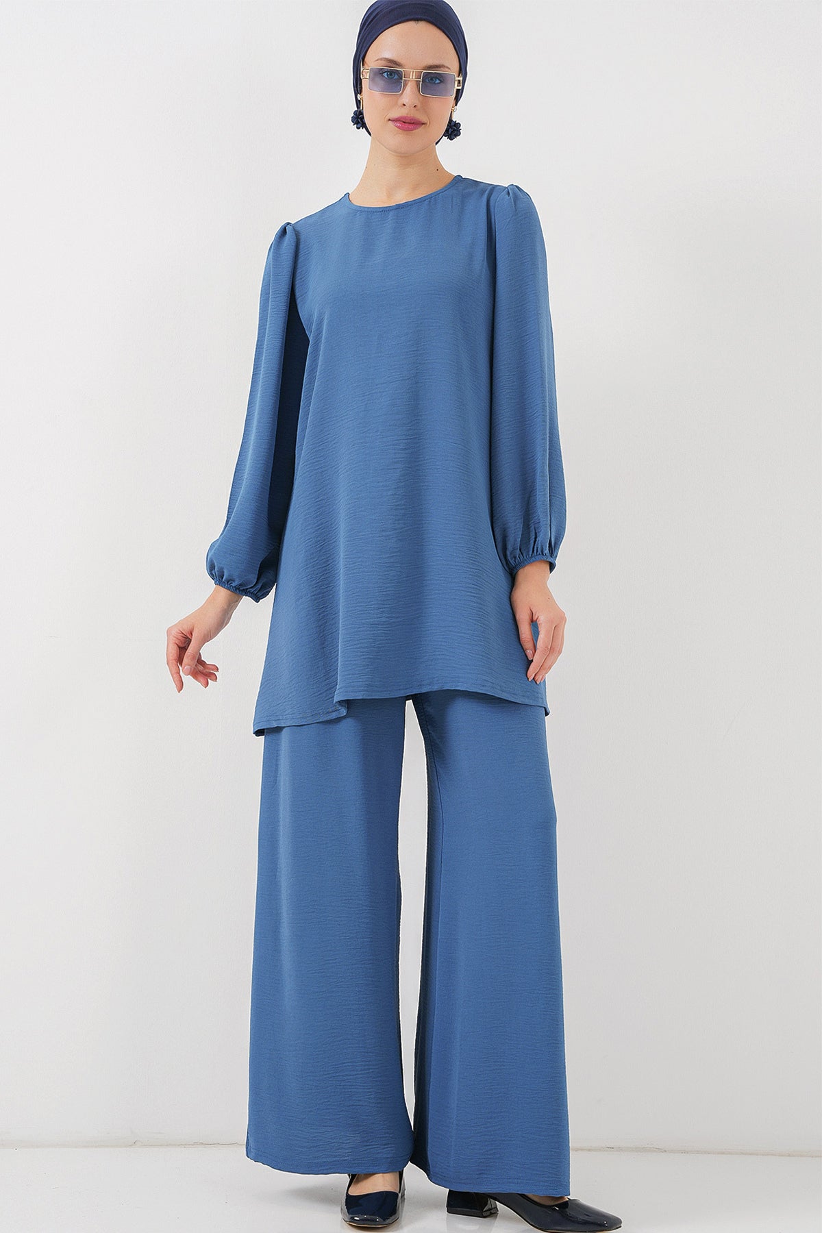 Kadın Ayrobin Tunik Pantolon Alt Üst Takım 6712 İndigo