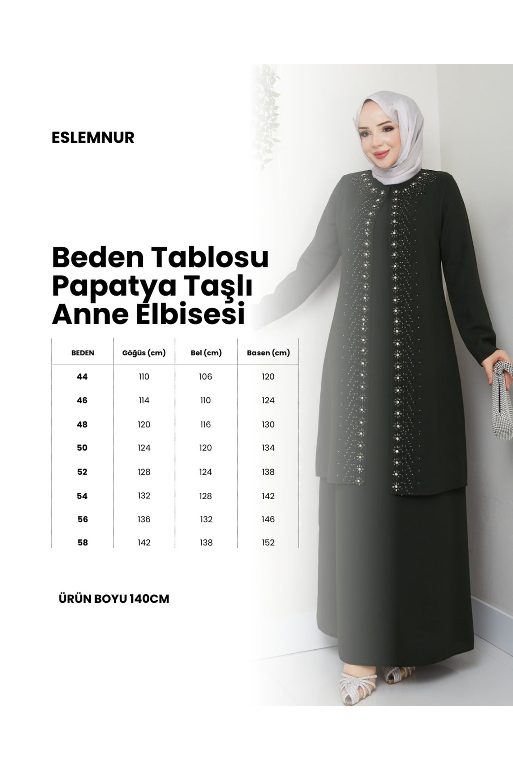 Papatya Taşlı Büyük Beden Anne Elbisesi