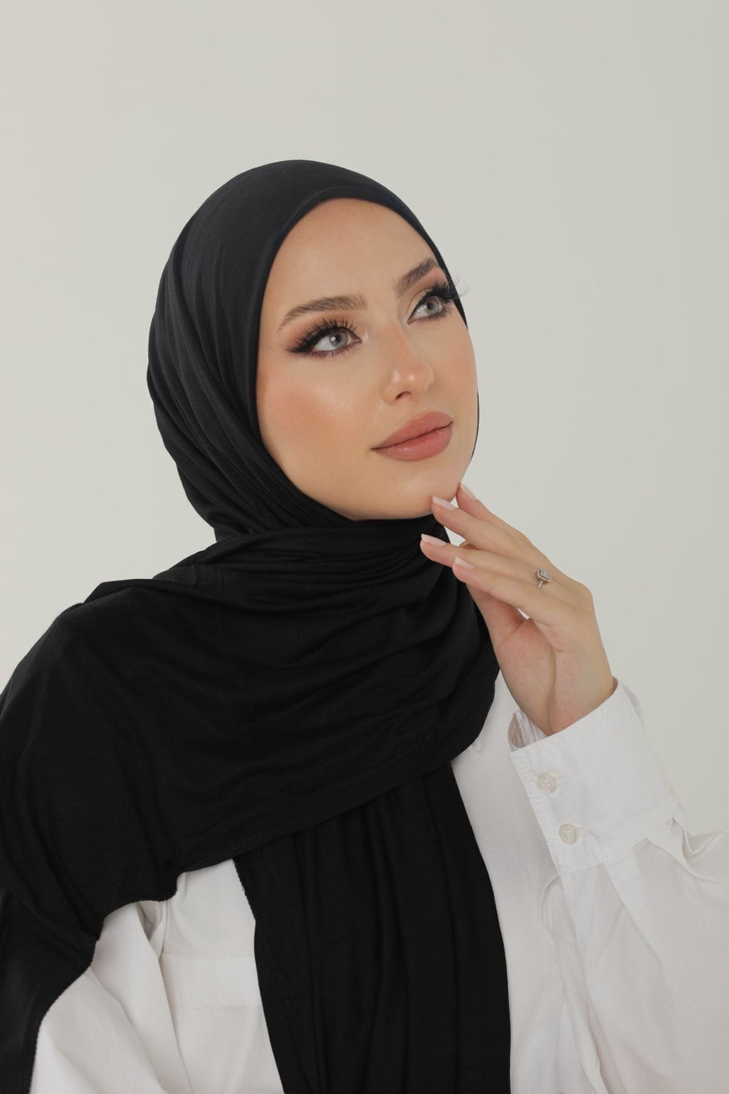 Siyah Luxury Penye Şal - Jersey Hijab