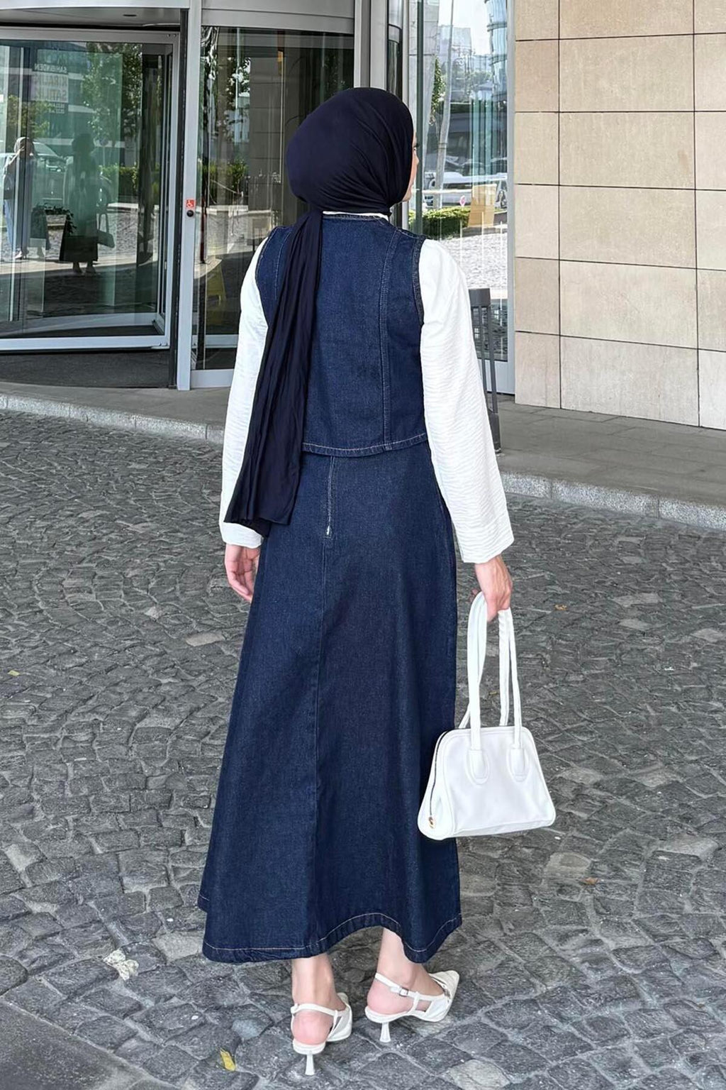 Kruvaz Kapama Kot Etekli Takım Kot Mavisi
