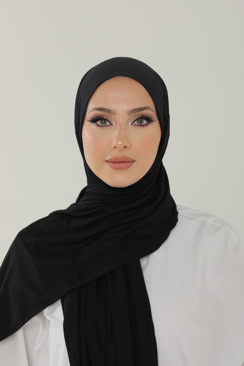 Siyah Luxury Penye Şal - Jersey Hijab