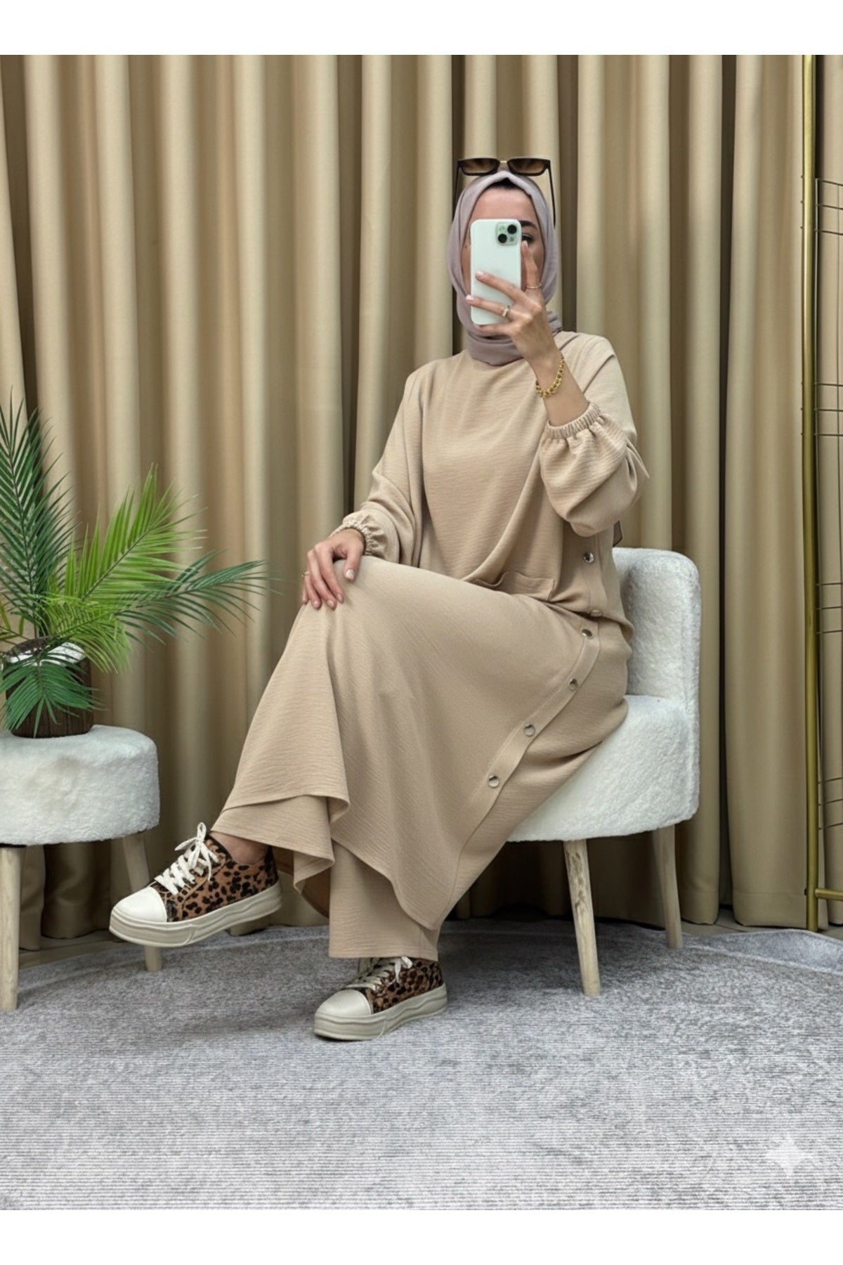 Çıtçıtlı Tunik Pantolon Takım