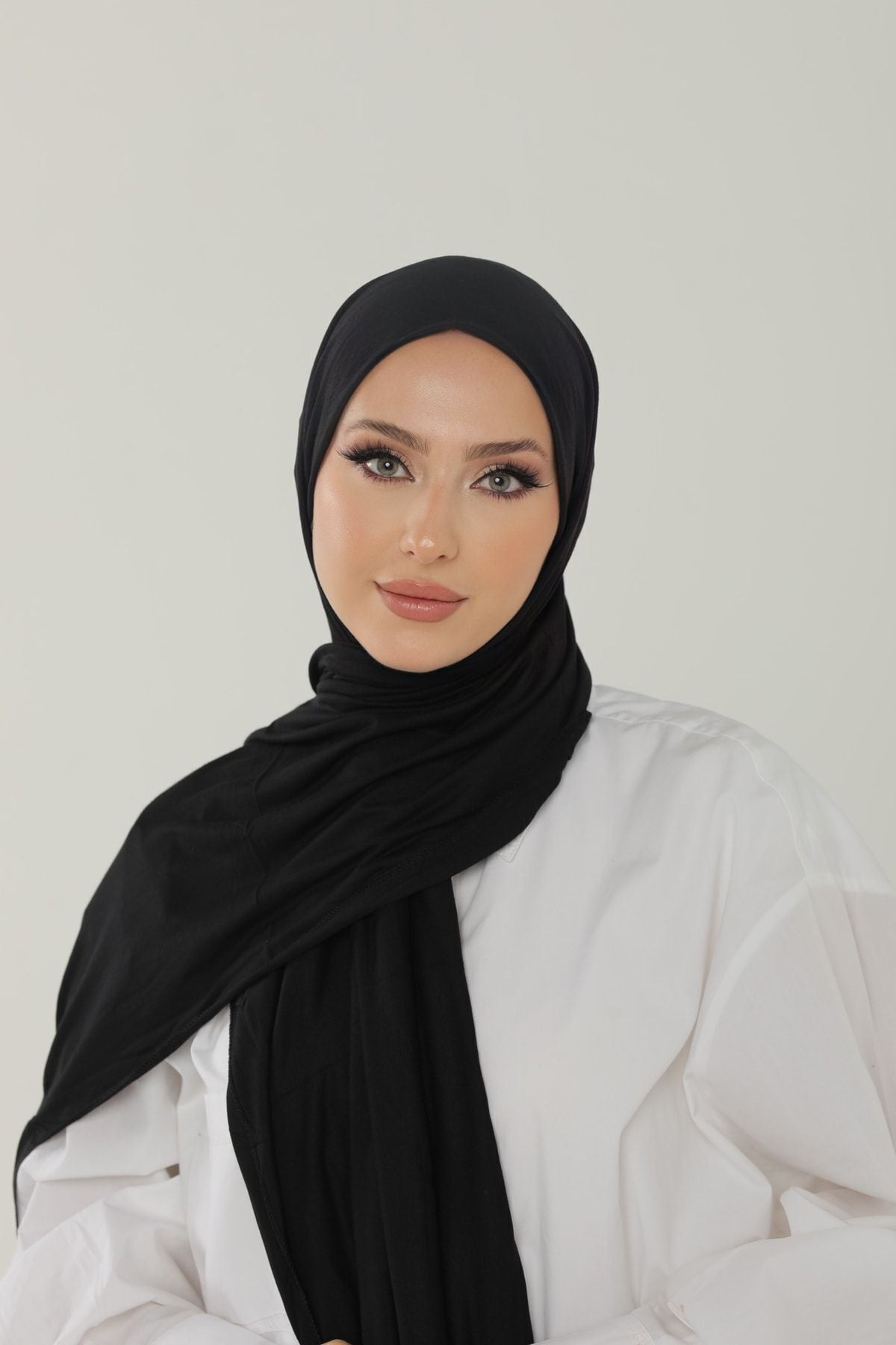Siyah Luxury Penye Şal - Jersey Hijab