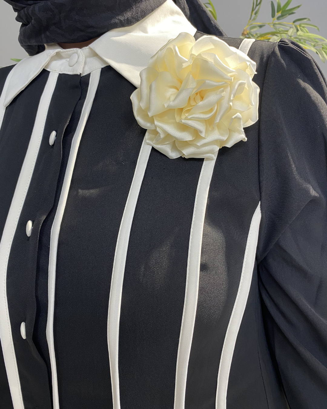 İtalyan Çizgili Beyaz Elbise