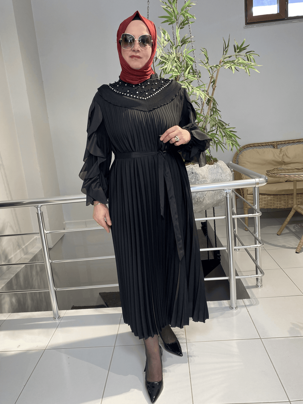 İtal Piliseli Siyah Elbise