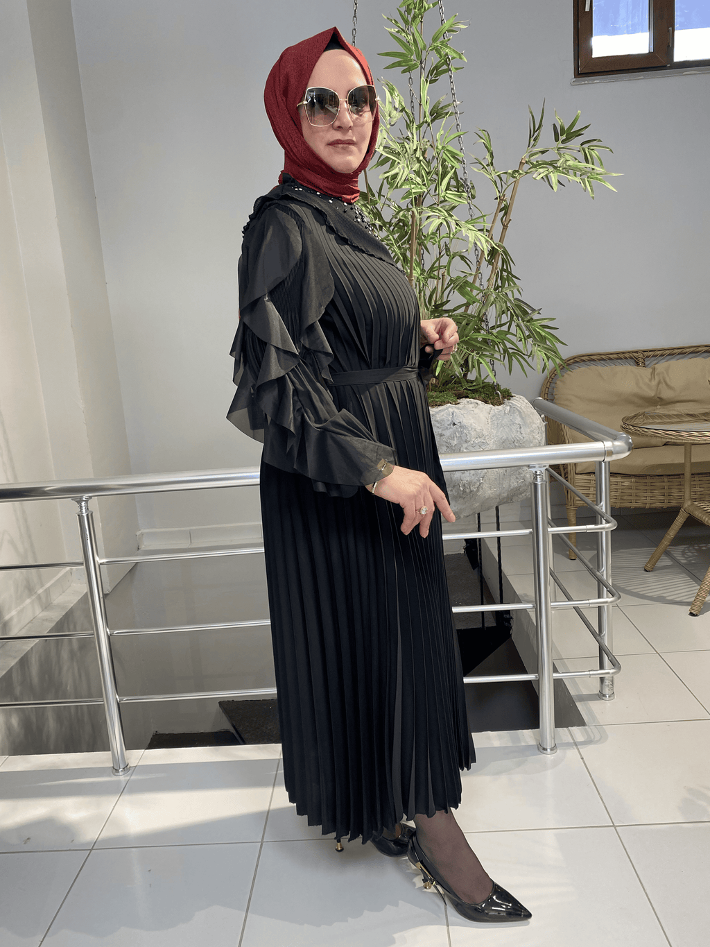 İtal Piliseli Siyah Elbise