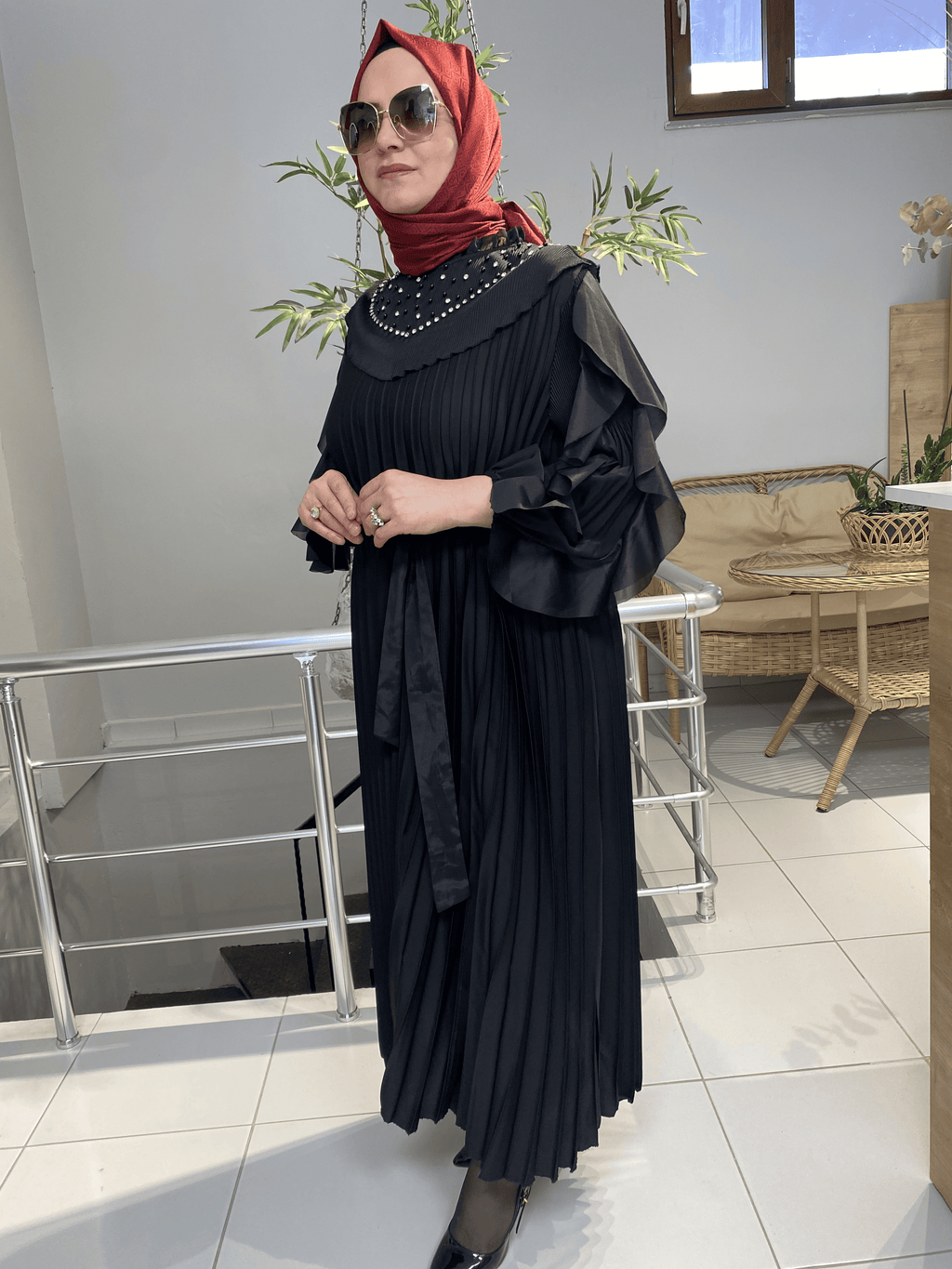İtal Piliseli Siyah Elbise