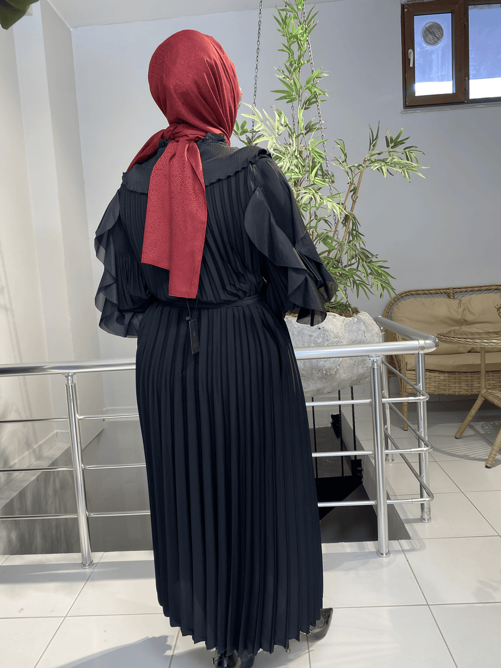 İtal Piliseli Siyah Elbise